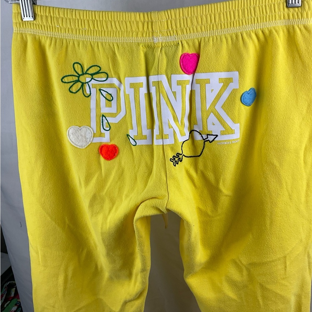 PINK Victoria's Secret Yellow  Joggers with Peace Sign - Picture 11 of 11